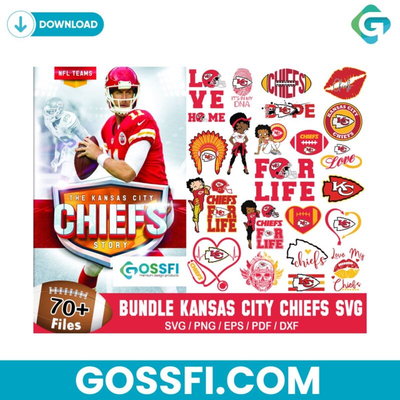 70 Designs Kansas City Chiefs Football Bundle Nfl Team Svg